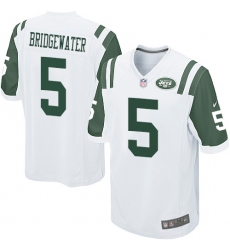 Men's Nike New York Jets #5 Teddy Bridgewater Game White NFL Jersey