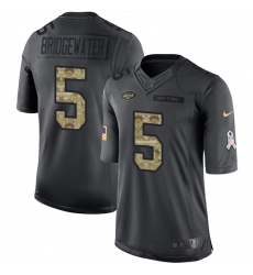 Men's Nike New York Jets #5 Teddy Bridgewater Limited Black 2016 Salute to Service NFL Jersey