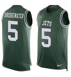 Men's Nike New York Jets #5 Teddy Bridgewater Limited Green Player Name & Number Tank Top NFL Jersey