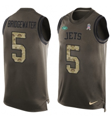 Men's Nike New York Jets #5 Teddy Bridgewater Limited Green Salute to Service Tank Top NFL Jersey