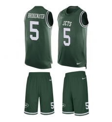 Men's Nike New York Jets #5 Teddy Bridgewater Limited Green Tank Top Suit NFL Jersey