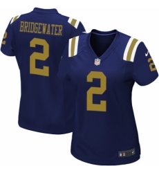Women's Nike New York Jets #2 Teddy Bridgewater Elite Navy Blue Alternate NFL Jersey