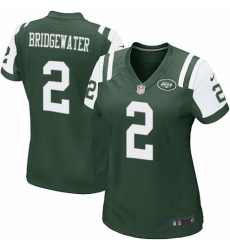 Women's Nike New York Jets #2 Teddy Bridgewater Game Green Team Color NFL Jersey