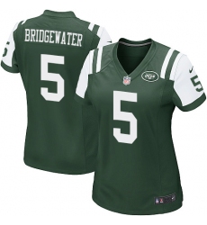 Women's Nike New York Jets #5 Teddy Bridgewater Game Green Team Color NFL Jersey