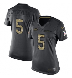 Women's Nike New York Jets #5 Teddy Bridgewater Limited Black 2016 Salute to Service NFL Jersey