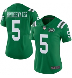 Women's Nike New York Jets #5 Teddy Bridgewater Limited Green Rush Vapor Untouchable NFL Jersey