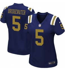 Women's Nike New York Jets #5 Teddy Bridgewater Limited Navy Blue Alternate NFL Jersey