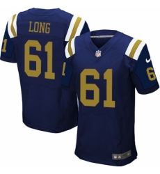 Men's Nike New York Jets #61 Spencer Long Elite Navy Blue Alternate NFL Jersey
