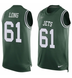 Men's Nike New York Jets #61 Spencer Long Limited Green Player Name & Number Tank Top NFL Jersey