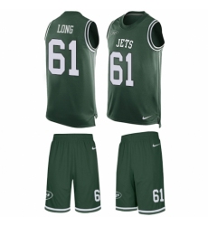 Men's Nike New York Jets #61 Spencer Long Limited Green Tank Top Suit NFL Jersey