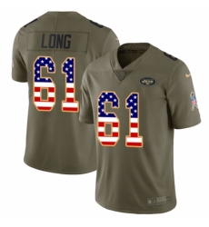 Men's Nike New York Jets #61 Spencer Long Limited Olive/USA Flag 2017 Salute to Service NFL Jersey