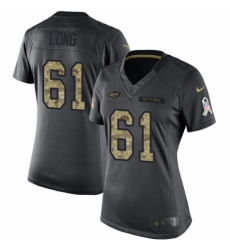 Women's Nike New York Jets #61 Spencer Long Limited Black 2016 Salute to Service NFL Jersey