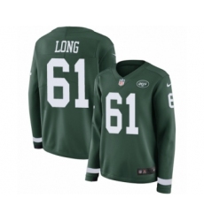 Women's Nike New York Jets #61 Spencer Long Limited Green Therma Long Sleeve NFL Jersey