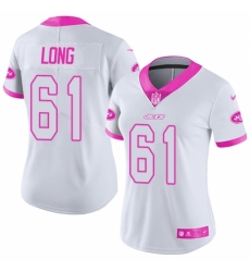 Women's Nike New York Jets #61 Spencer Long Limited White/Pink Rush Fashion NFL Jersey