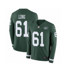 Youth Nike New York Jets #61 Spencer Long Limited Green Therma Long Sleeve NFL Jersey