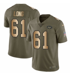 Youth Nike New York Jets #61 Spencer Long Limited Olive/Gold 2017 Salute to Service NFL Jersey