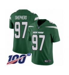 Men's New York Jets #97 Nathan Shepherd Green Team Color Vapor Untouchable Limited Player 100th Season Football Jersey