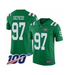 Men's New York Jets #97 Nathan Shepherd Limited Green Rush Vapor Untouchable 100th Season Football Jersey