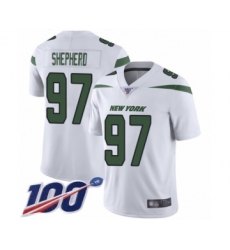 Men's New York Jets #97 Nathan Shepherd White Vapor Untouchable Limited Player 100th Season Football Jersey