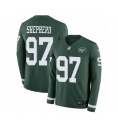 Men's Nike New York Jets #97 Nathan Shepherd Limited Green Therma Long Sleeve NFL Jersey