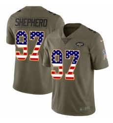 Men's Nike New York Jets #97 Nathan Shepherd Limited Olive/USA Flag 2017 Salute to Service NFL Jersey