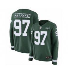 Women's Nike New York Jets #97 Nathan Shepherd Limited Green Therma Long Sleeve NFL Jersey