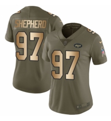 Women's Nike New York Jets #97 Nathan Shepherd Limited Olive/Gold 2017 Salute to Service NFL Jersey