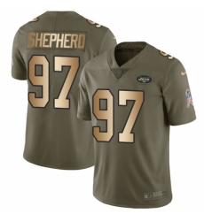 Youth Nike New York Jets #97 Nathan Shepherd Limited Olive/Gold 2017 Salute to Service NFL Jersey