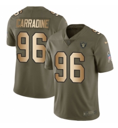 Men's Nike Oakland Raiders #96 Cornellius Carradine Limited Olive/Gold 2017 Salute to Service NFL Jersey