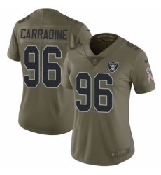 Women's Nike Oakland Raiders #96 Cornellius Carradine Limited Olive 2017 Salute to Service NFL Jersey