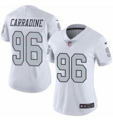 Women's Nike Oakland Raiders #96 Cornellius Carradine Limited White Rush Vapor Untouchable NFL Jersey