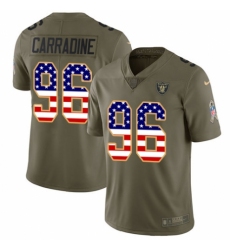 Youth Nike Oakland Raiders #96 Cornellius Carradine Limited Olive/USA Flag 2017 Salute to Service NFL Jersey