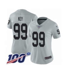Women's Oakland Raiders #99 Arden Key Limited Silver Inverted Legend 100th Season Football Jersey