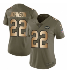 Women's Nike New York Jets #22 Trumaine Johnson Limited Olive/Gold 2017 Salute to Service NFL Jersey