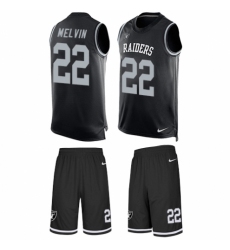 Men's Nike Oakland Raiders #22 Rashaan Melvin Limited Black Tank Top Suit NFL Jersey