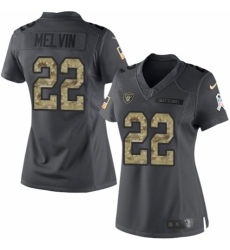 Women's Nike Oakland Raiders #22 Rashaan Melvin Limited Black 2016 Salute to Service NFL Jersey