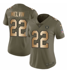 Women's Nike Oakland Raiders #22 Rashaan Melvin Limited Olive/Gold 2017 Salute to Service NFL Jersey