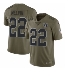 Youth Nike Oakland Raiders #22 Rashaan Melvin Limited Olive 2017 Salute to Service NFL Jersey