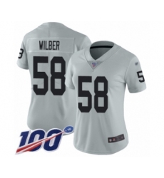 Women's Oakland Raiders #58 Kyle Wilber Limited Silver Inverted Legend 100th Season Football Jersey