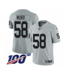 Youth Oakland Raiders #58 Kyle Wilber Limited Silver Inverted Legend 100th Season Football Jersey