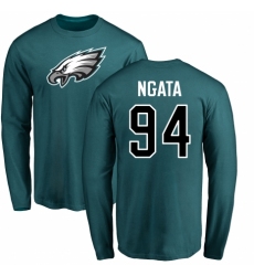 Nike Philadelphia Eagles #94 Haloti Ngata Green Name & Number Logo Long Sleeve T-Shirt