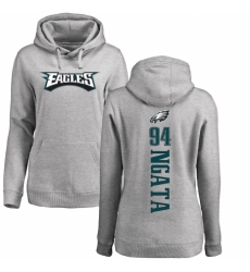 Women's Nike Philadelphia Eagles #94 Haloti Ngata Ash Backer Pullover Hoodie