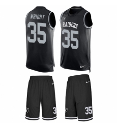 Men's Nike Oakland Raiders #35 Shareece Wright Limited Black Tank Top Suit NFL Jersey