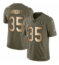 Men's Nike Oakland Raiders #35 Shareece Wright Limited Olive/Gold 2017 Salute to Service NFL Jersey