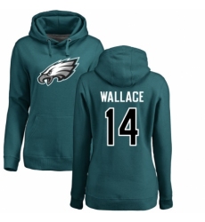 Women's Nike Philadelphia Eagles #14 Mike Wallace Green Name & Number Logo Pullover Hoodie