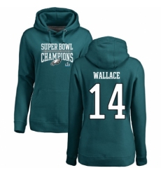 Women's Nike Philadelphia Eagles #14 Mike Wallace Green Super Bowl LII Champions Pullover Hoodie