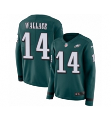 Women's Nike Philadelphia Eagles #14 Mike Wallace Limited Green Therma Long Sleeve NFL Jersey