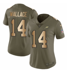 Women's Nike Philadelphia Eagles #14 Mike Wallace Limited Olive/Gold 2017 Salute to Service NFL Jersey