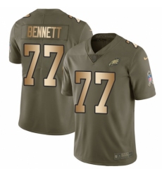 Men's Nike Philadelphia Eagles #77 Michael Bennett Limited Olive/Gold 2017 Salute to Service NFL Jersey