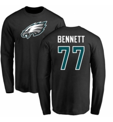 Nike Philadelphia Eagles #77 Michael Bennett Black Name & Number Logo Long Sleeve T-Shirt